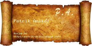 Petrik Anikó névjegykártya